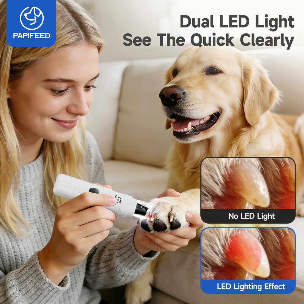 Ultra Quiet 3-Speed Rechargeable Dog Nail Grinder with LED Light A336184