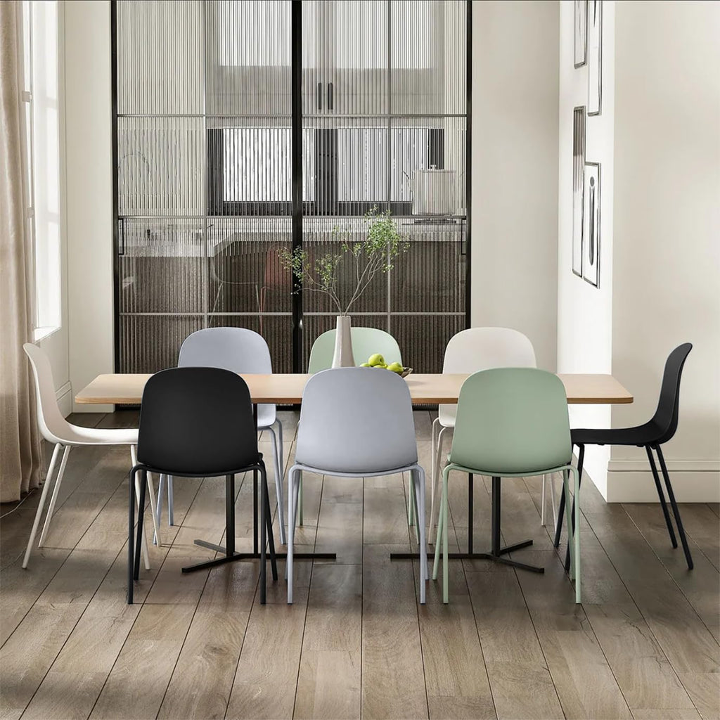 Grey Plastic Dining Chair with Metal Legs H7632