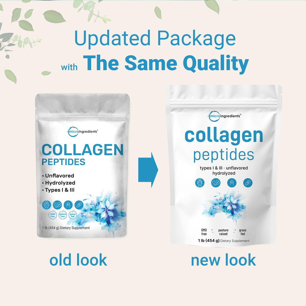Hydrolyzed Collagen Peptides Powder, 1 lb Unflavored Type I & III V3683
