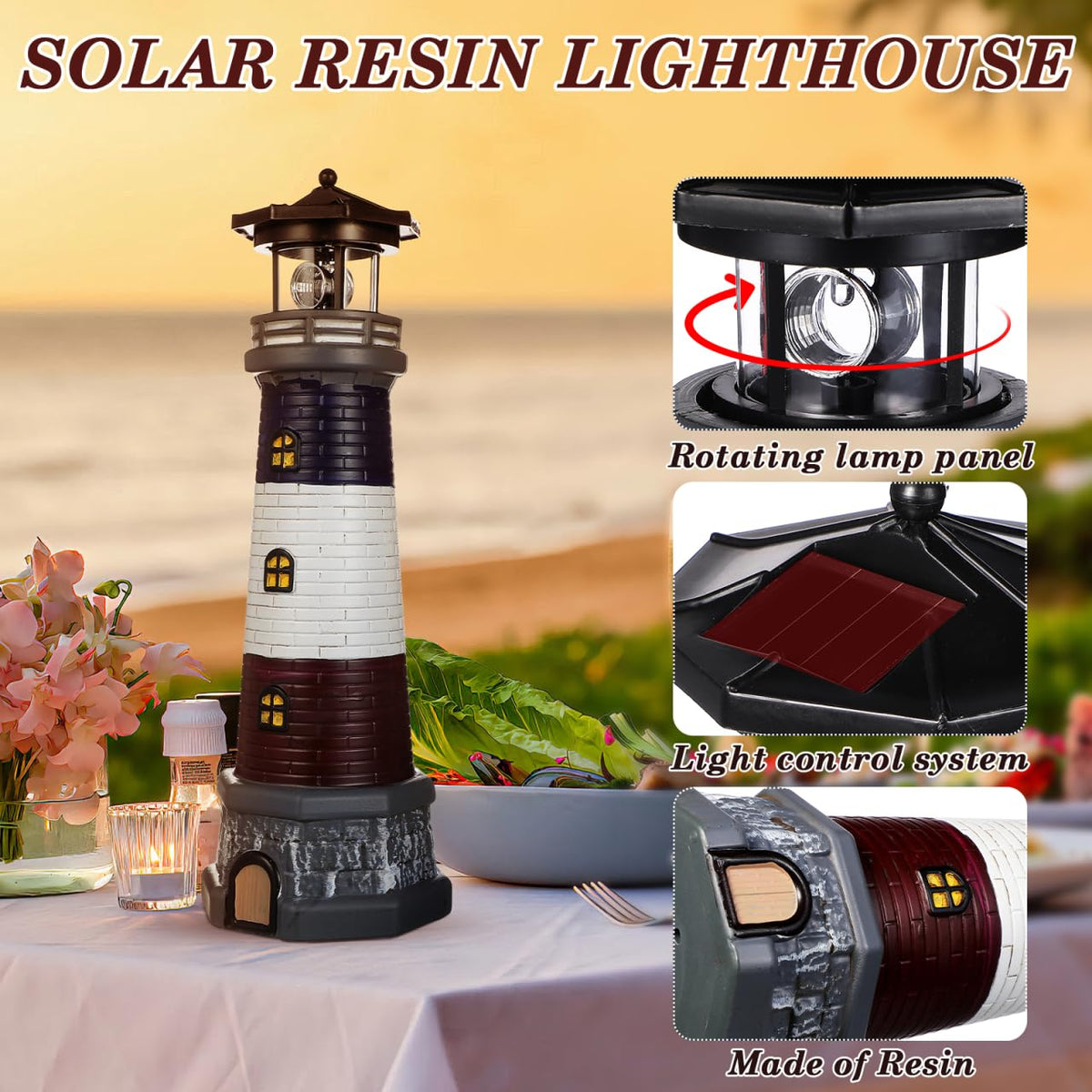Solar Lighthouse Outdoor Statue U80295
