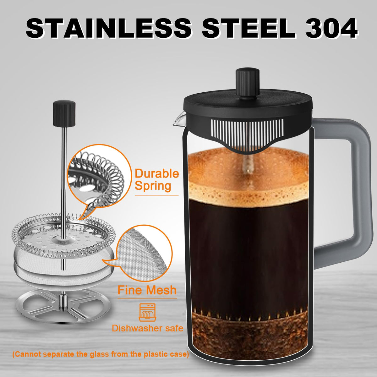 21 oz Heat-resistant Borosilicate Glass French Press Coffee Maker V275