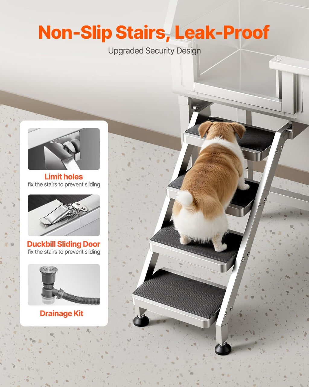 34" Stainless Steel Dog Washing Station with Shower Faucet D8024