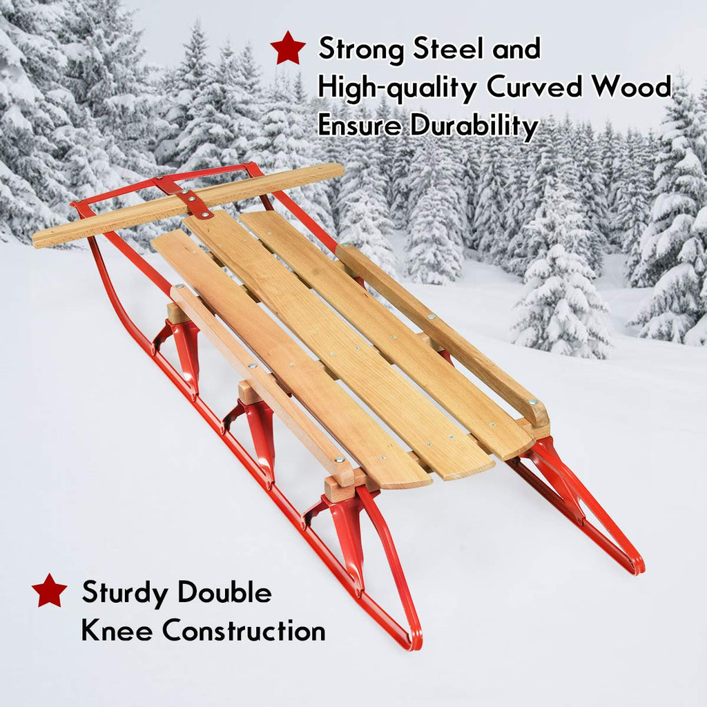 Wood Sled with Metal Runners and Steering Bar E23835