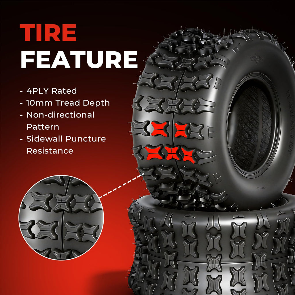 Set of 2 18x9.5-8 Tubeless All-Terrain Tires W22956