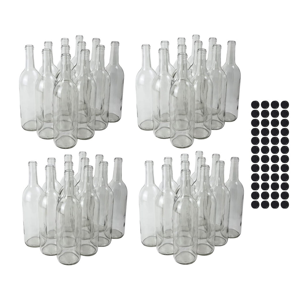 750ml Clear Glass Bottles with Lids, 48-Pack B615138