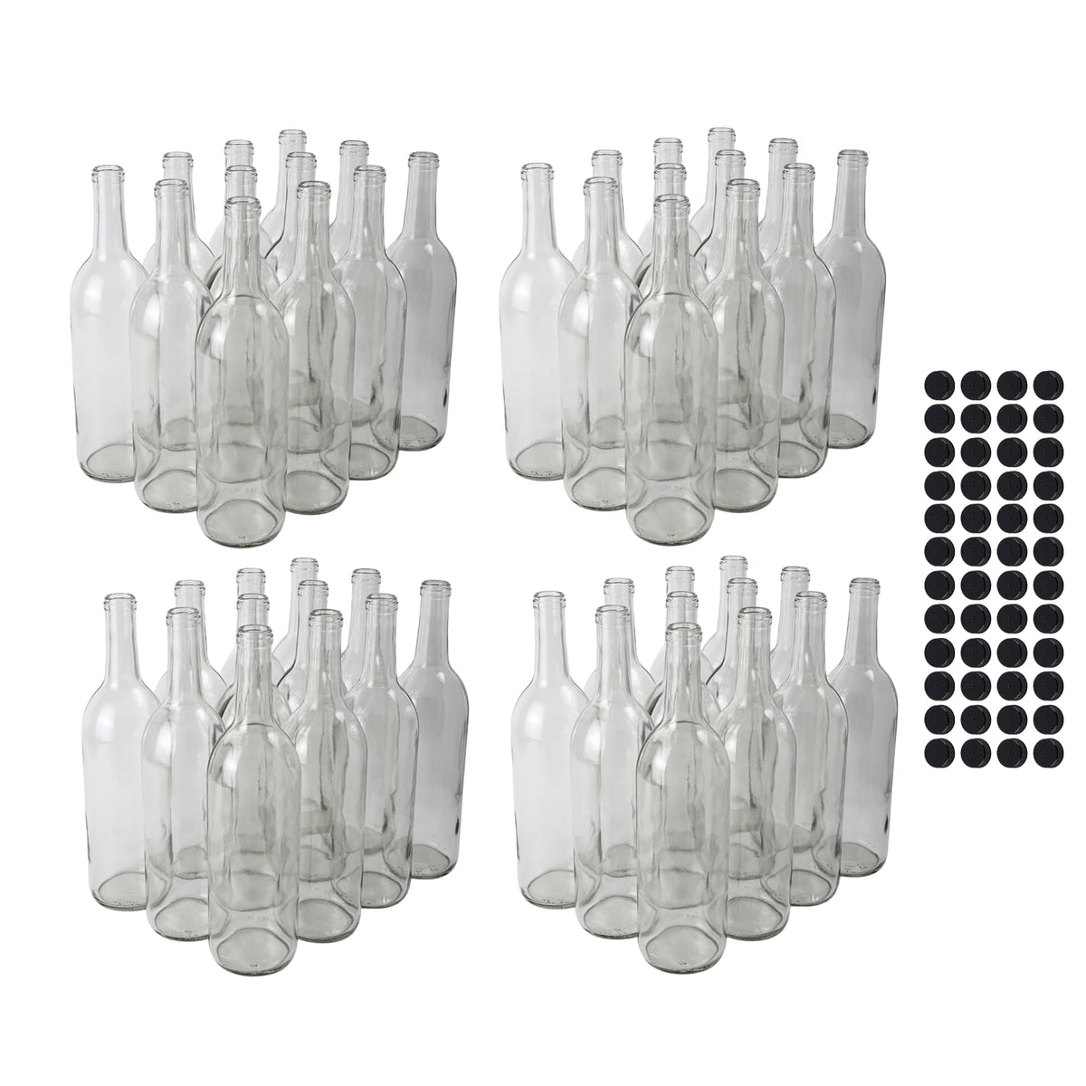 750ml Clear Glass Bottles with Lids, 48-Pack B615138