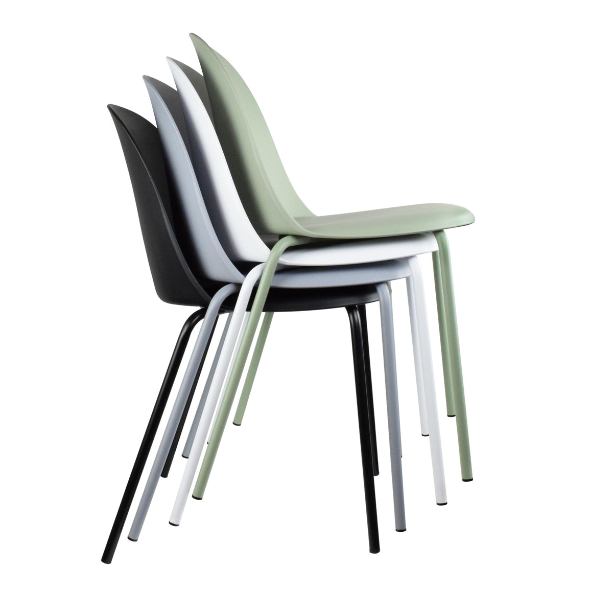 Grey Plastic Dining Chair with Metal Legs H7632