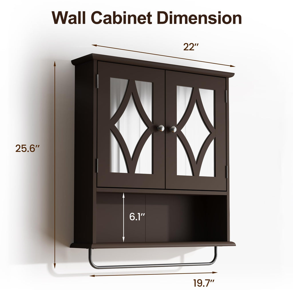Wall Mounted Bathroom Medicine Cabinet with Towel Rack 22x25 inch P132668