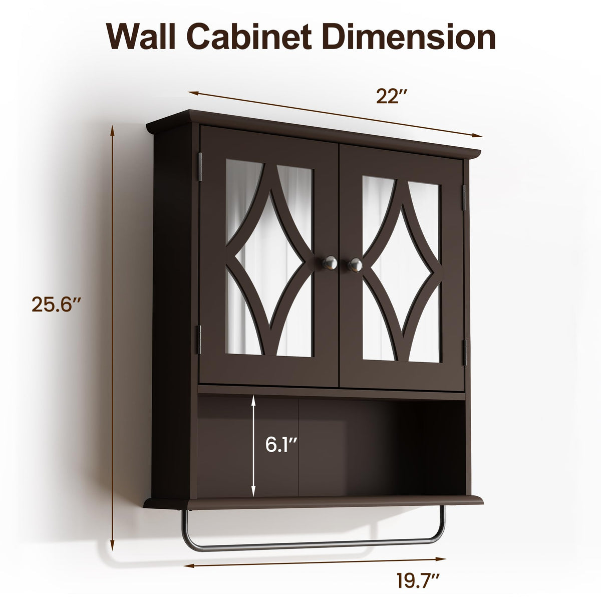 Wall Mounted Bathroom Medicine Cabinet with Towel Rack 22x25 inch P132668