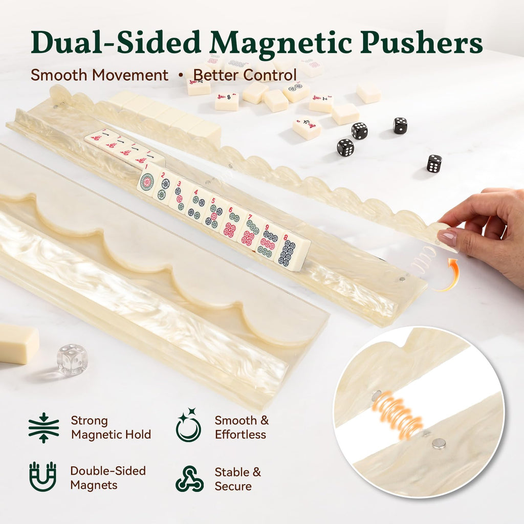 20 Inch Acrylic Mahjong Racks with Magnetic Pushers Set of 4 Y3895
