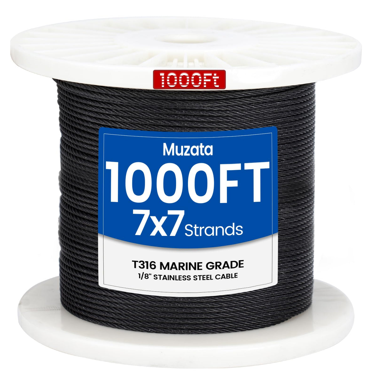 1/8" Black T316 Stainless Steel Cable Railing Wire Rope O3658