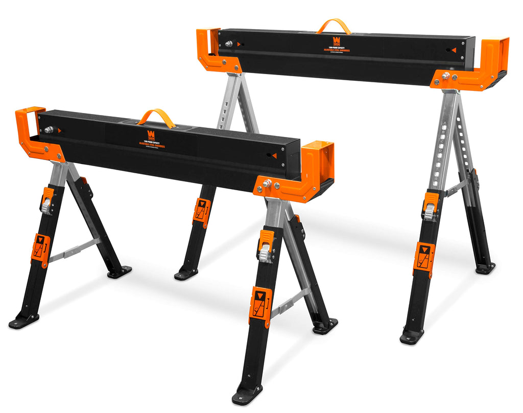 Steel Saw Horse Set, 1300-Pound Capacity, Height Adjustable, Two Pack D2075