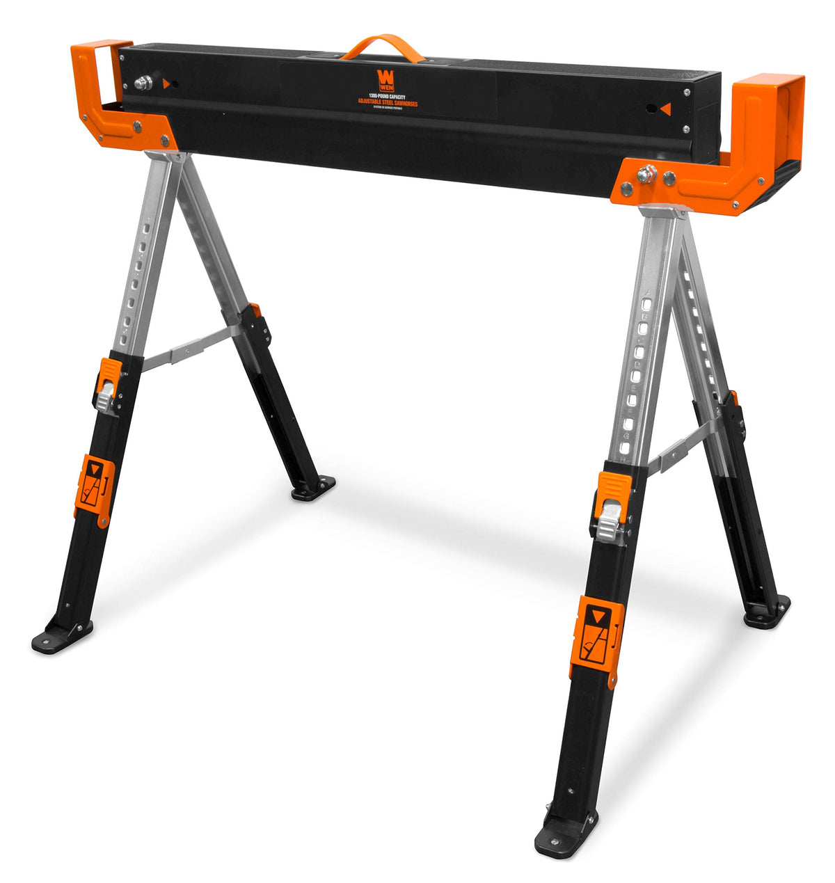Steel Saw Horse Set, 1300-Pound Capacity, Height Adjustable, Two Pack D2075