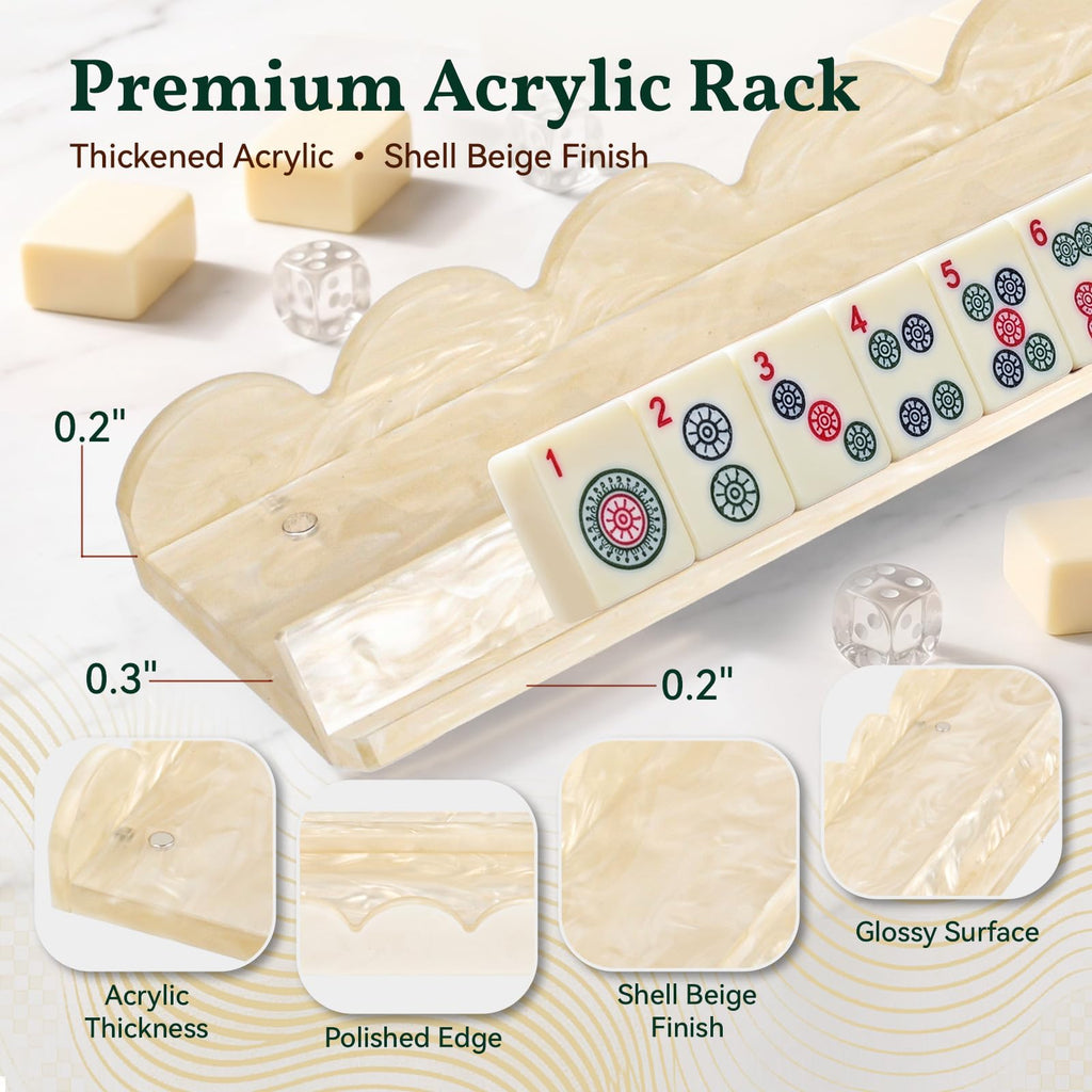 20 Inch Acrylic Mahjong Racks with Magnetic Pushers Set of 4 Y3895