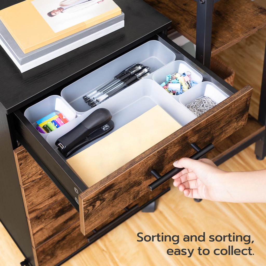 5 Drawer Wooden Mobile File Cabinet with Wheels T5910