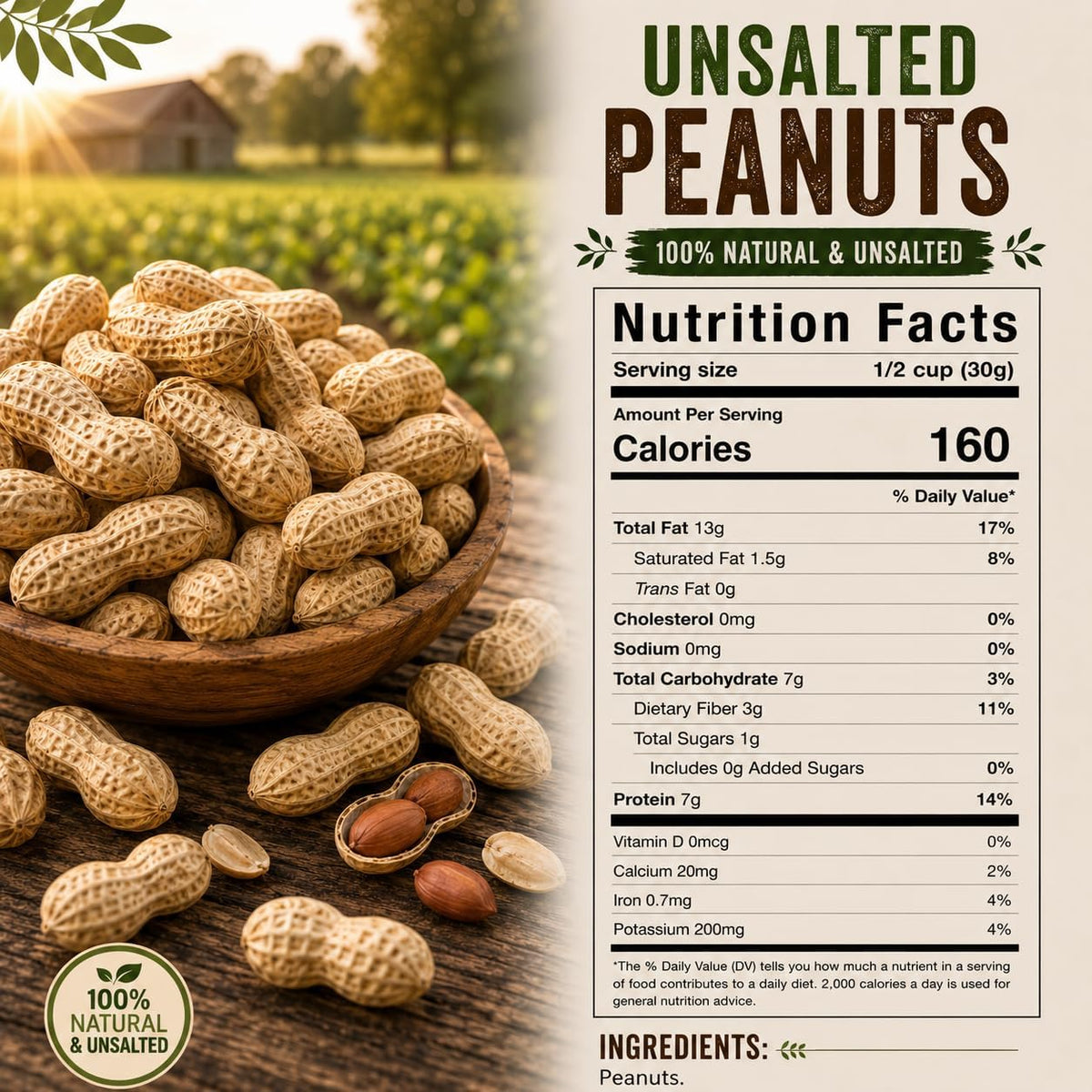 2 LB Unsalted Roasted Peanuts In Shell O4991
