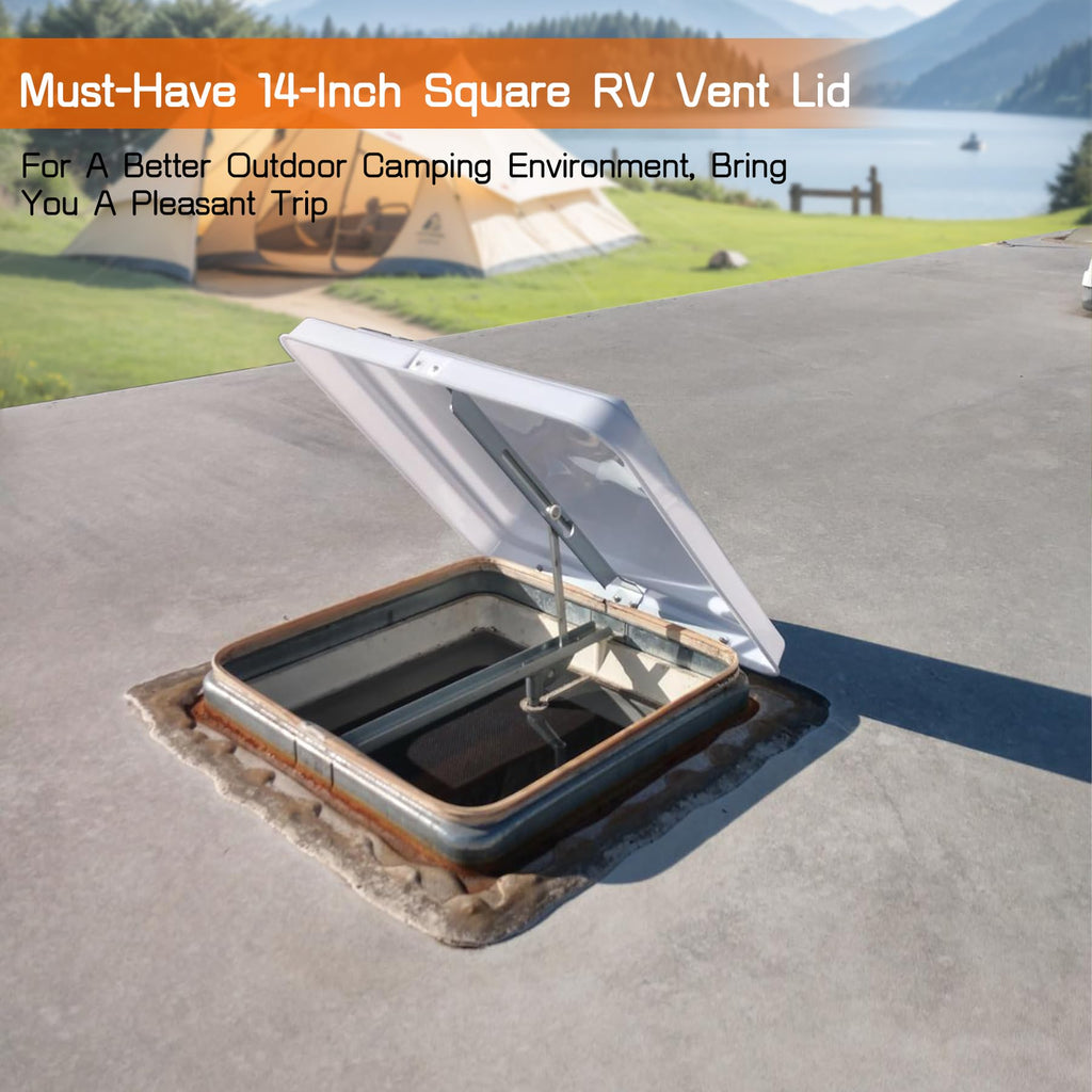 14" White Plastic Square RV Roof Vent Cover V4416