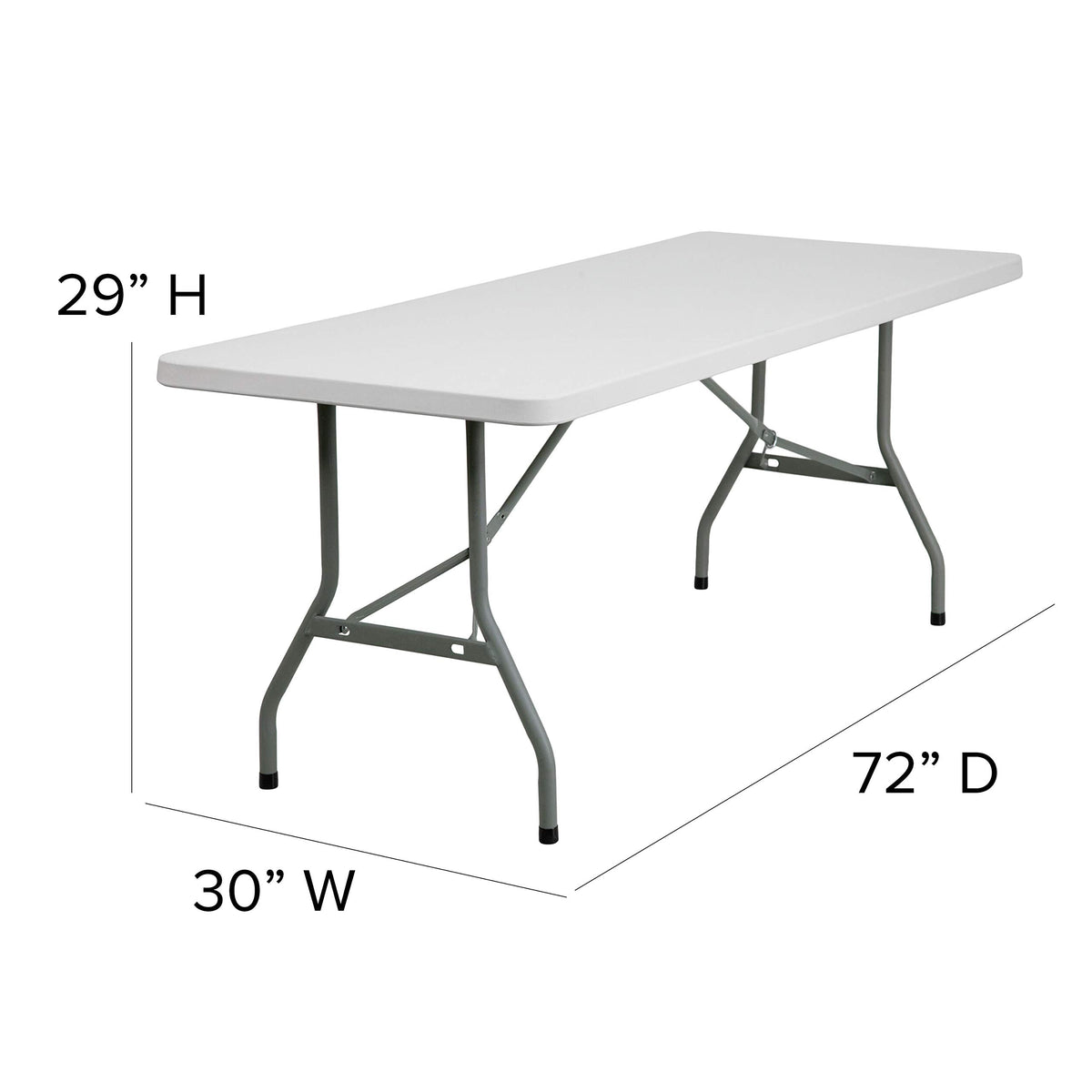 6-Foot Granite White Plastic Folding Table W354