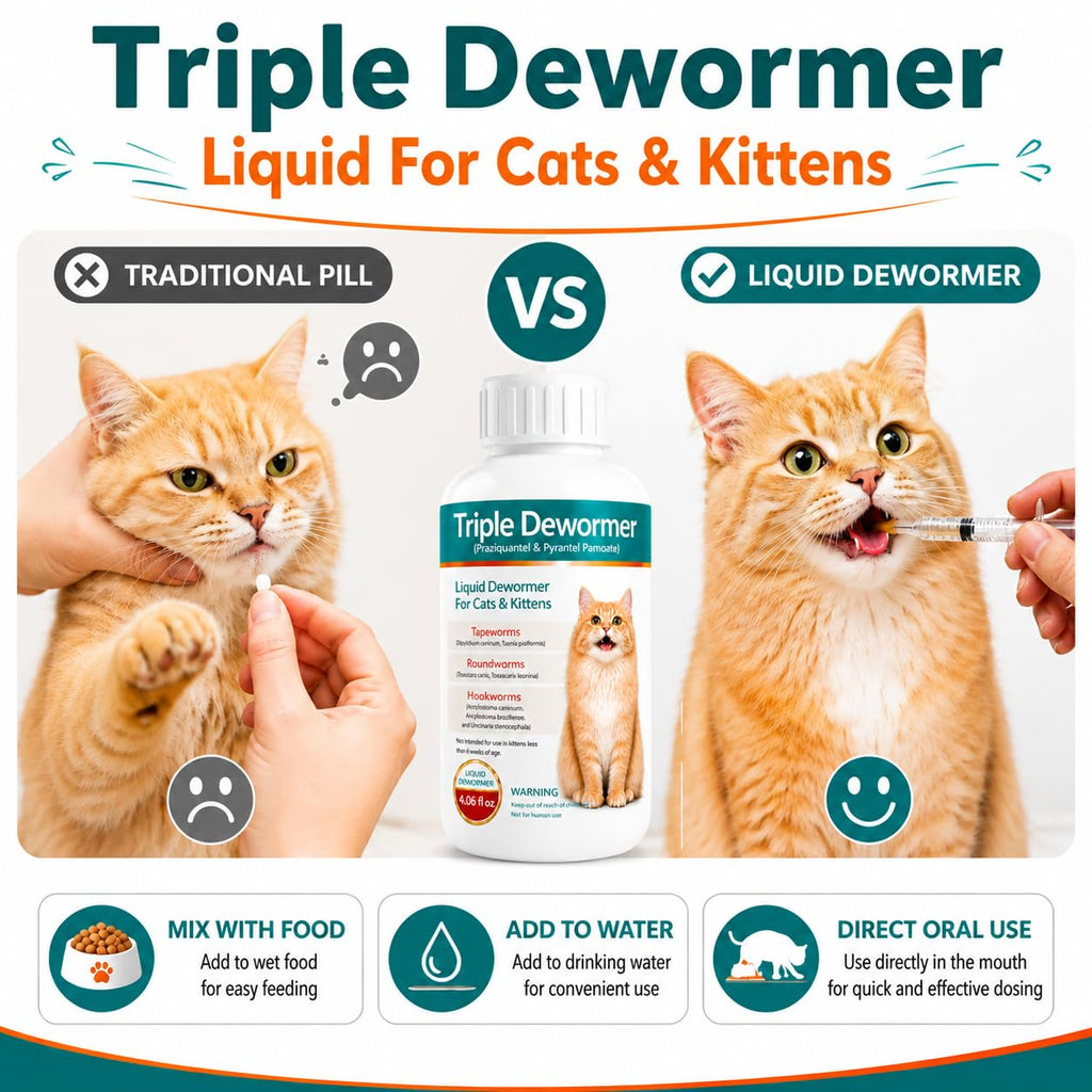 Cat Dewormer Liquid for Tapeworms, Roundworms and Hookworms Z65241