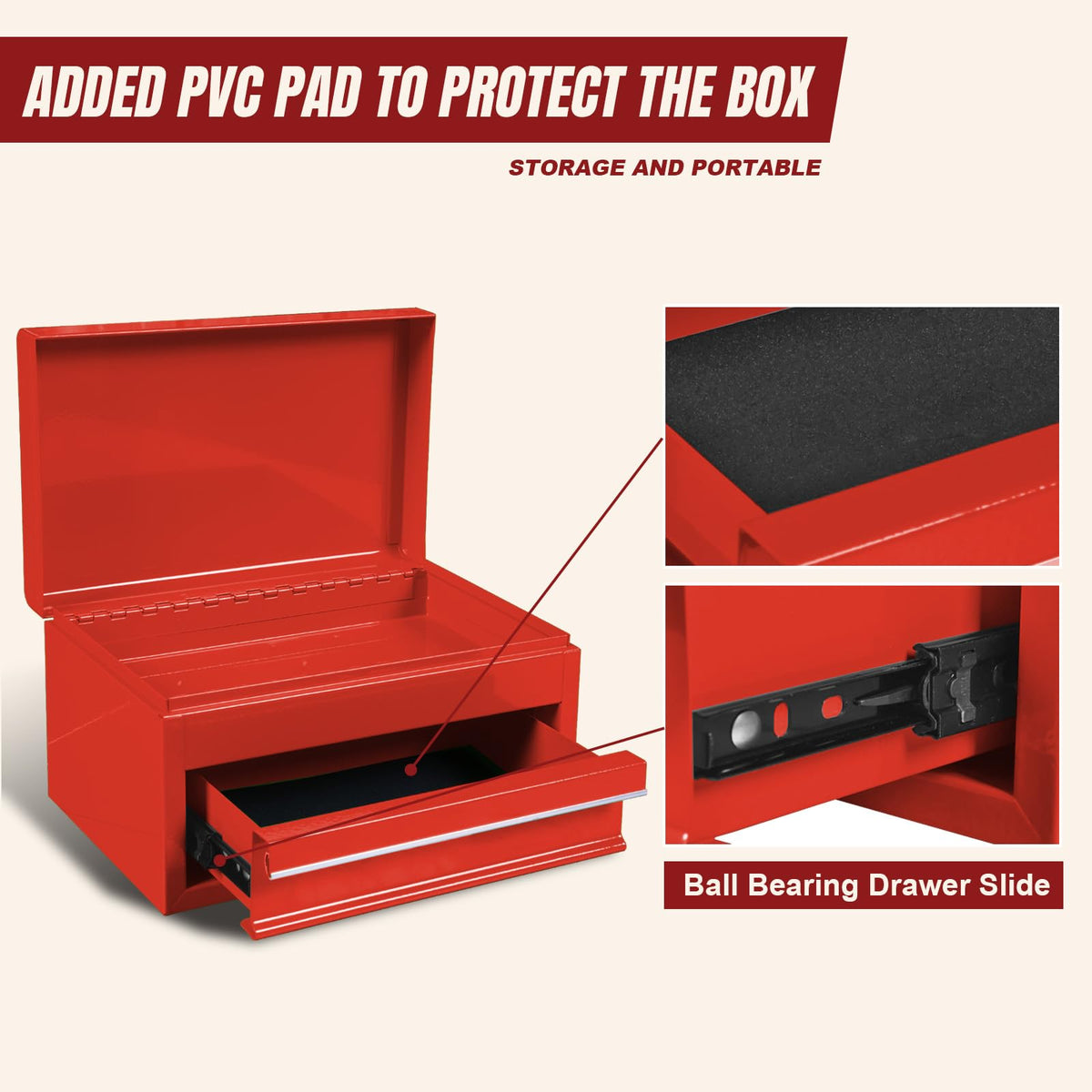 10" Mini Portable Steel Tool Box with Drawer E82354