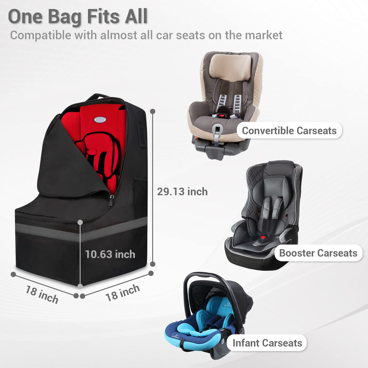 Padded Gray Car Seat Travel Bag W956