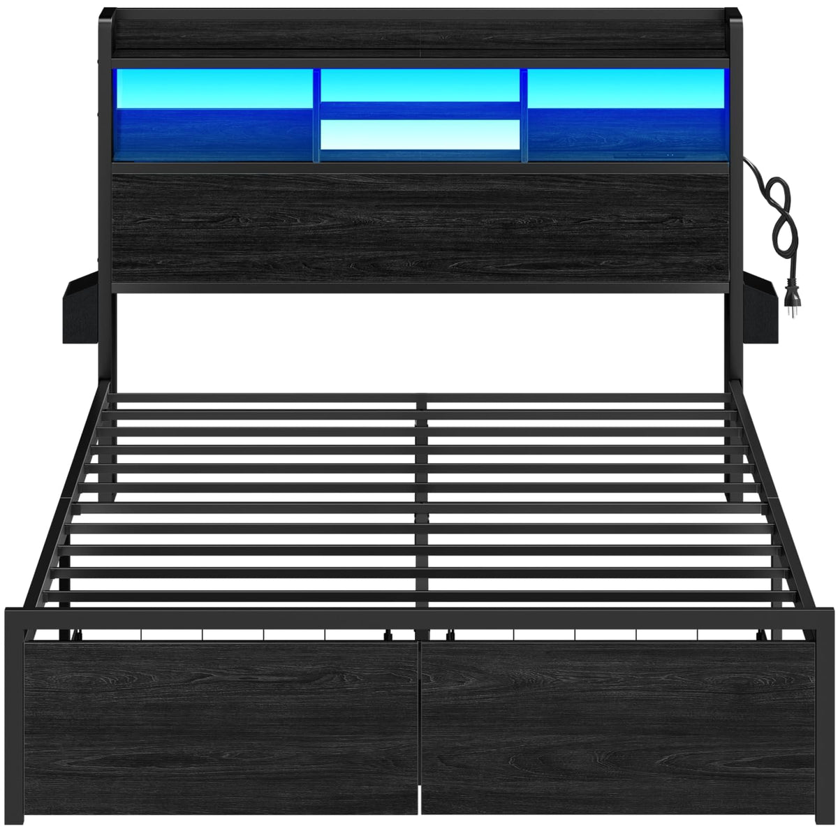 Full Size Bed Frame with Headboard and Charging Station C572726