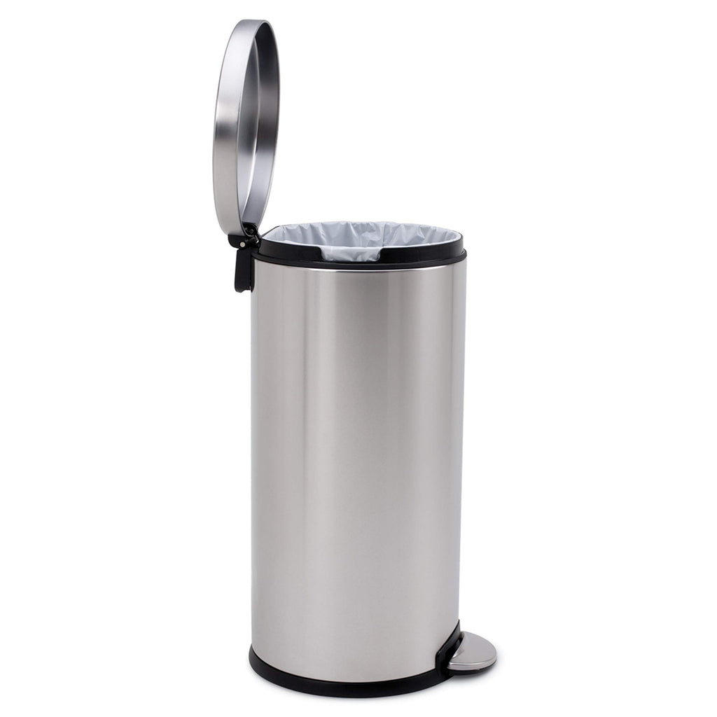 30L Brushed Stainless Steel Round Step Trash Can N43987