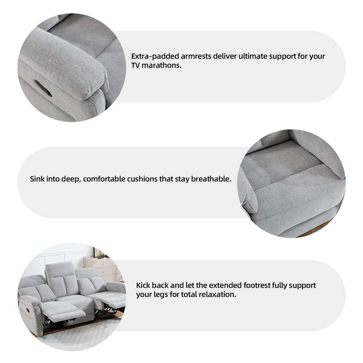 Light Gray Fabric Reclining Loveseat M90573