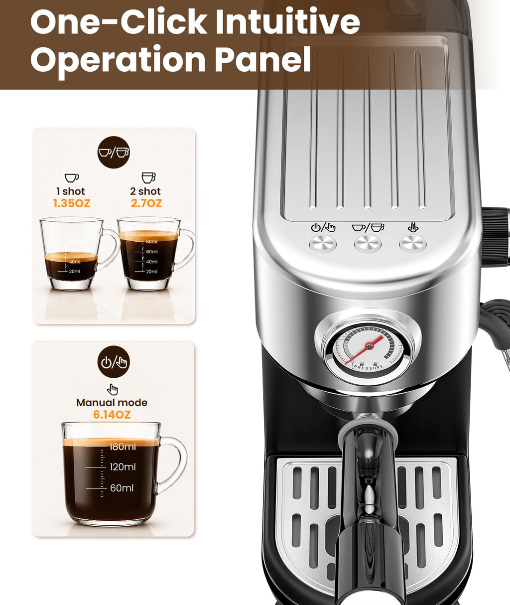 20 Bar Espresso Coffee Machine with Milk Frother C983