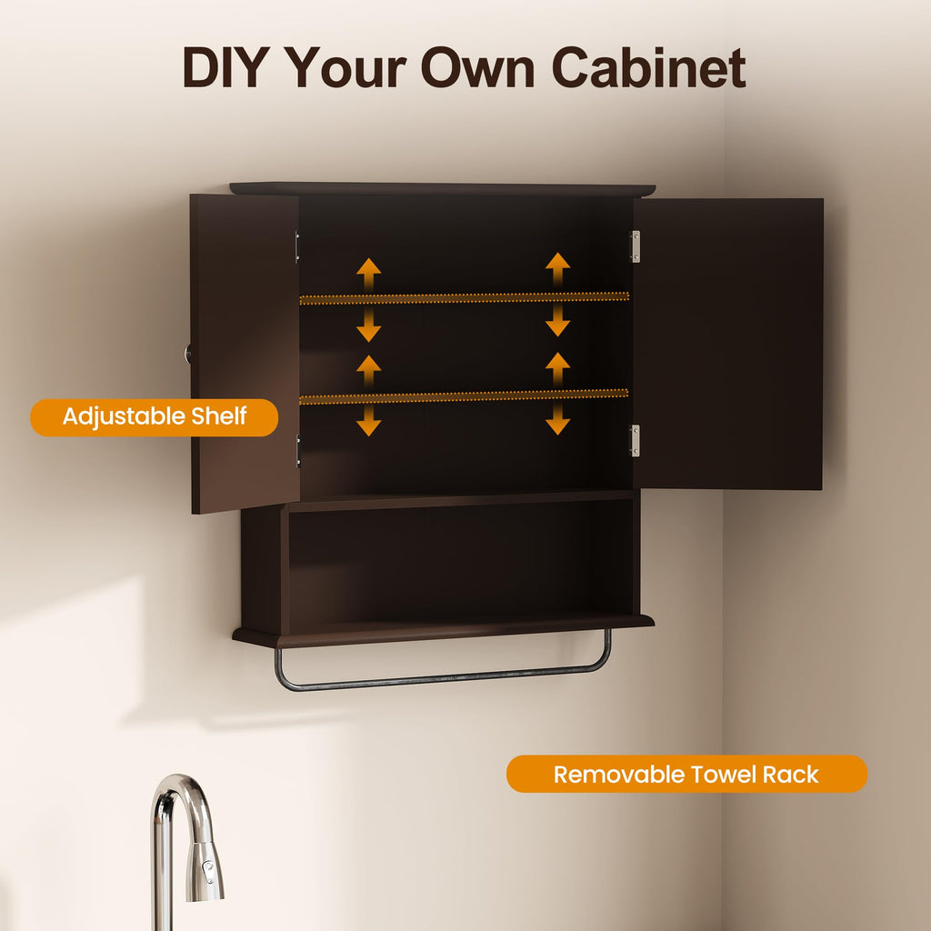 Wall Mounted Bathroom Medicine Cabinet with Towel Rack 22x25 inch P132668