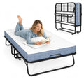 Folding Bed with 5" Foam Mattress Queen Size Metal Frame Z245619