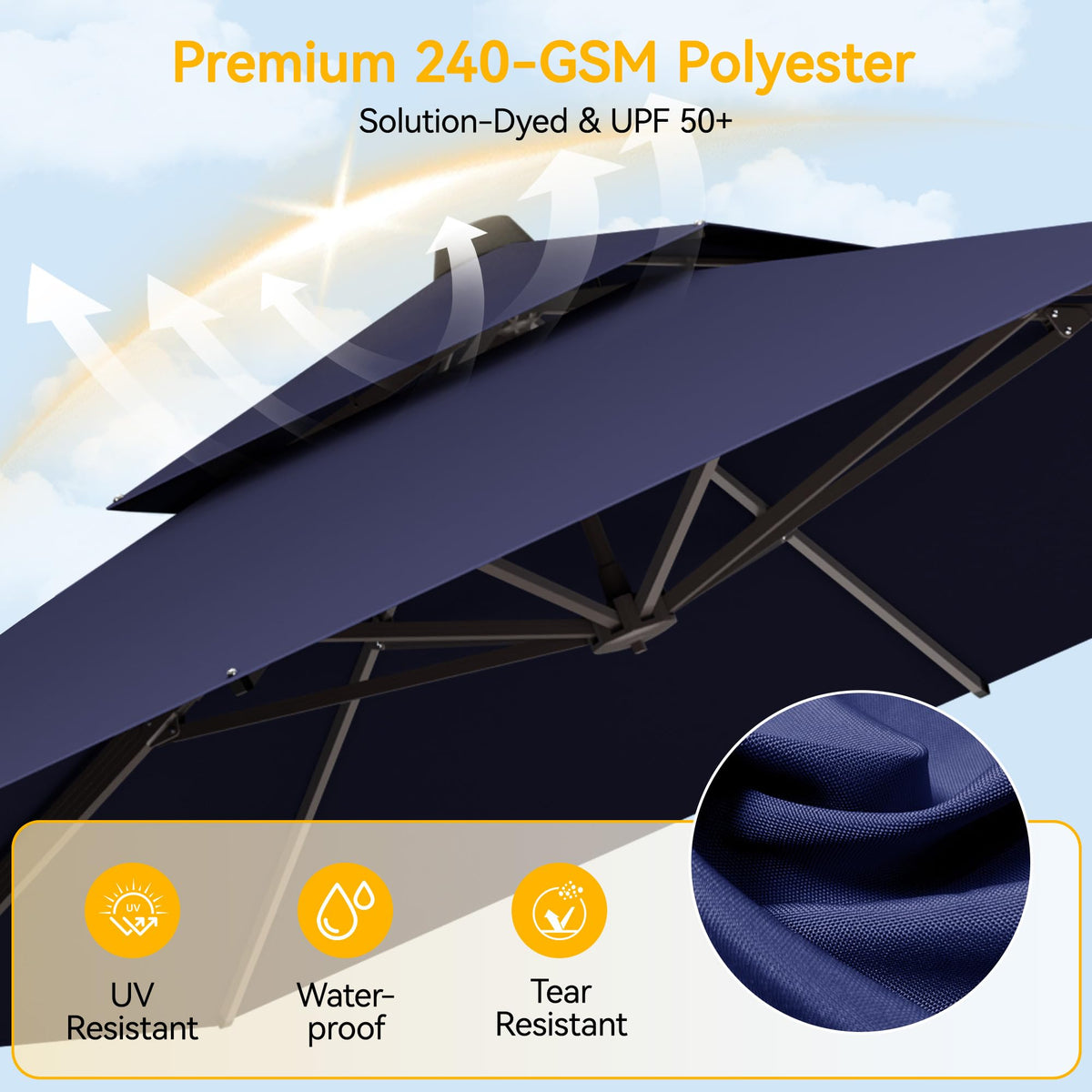 10x13 FT Cantilever Patio Umbrella with Base C353836