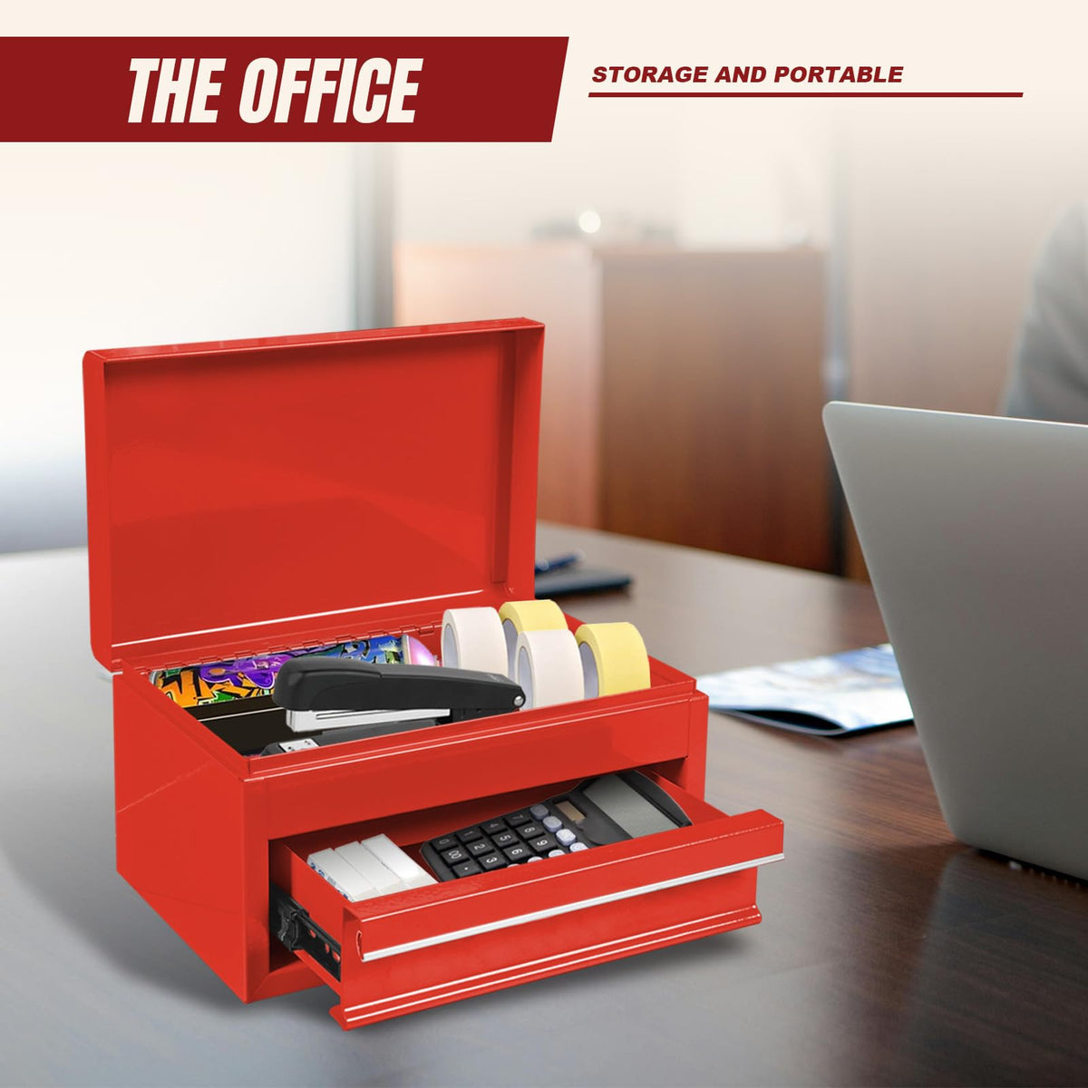 10" Mini Portable Steel Tool Box with Drawer E82354