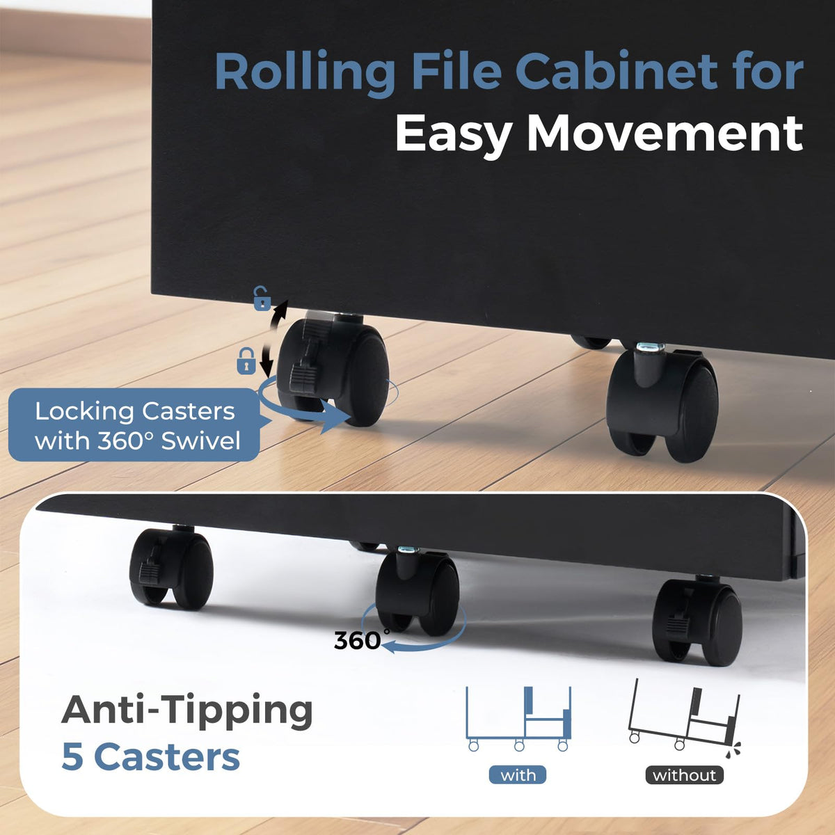 2 Drawer Rolling Storage Cabinet V62389