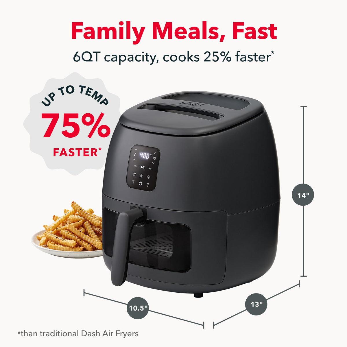 6 Quart Ceramic Nonstick Digital Air Fryer I325