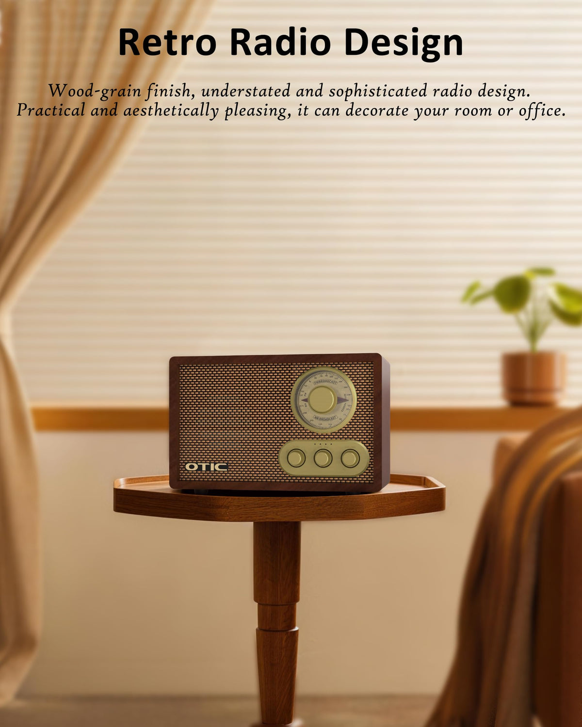 Vintage Wood AM/FM Bluetooth Radio with Speakers Q125
