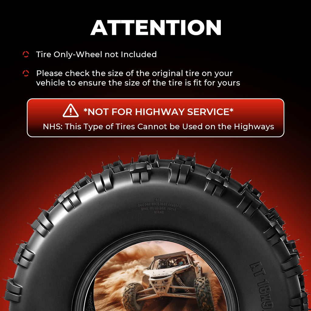 Set of 2 18x9.5-8 Tubeless All-Terrain Tires W22956