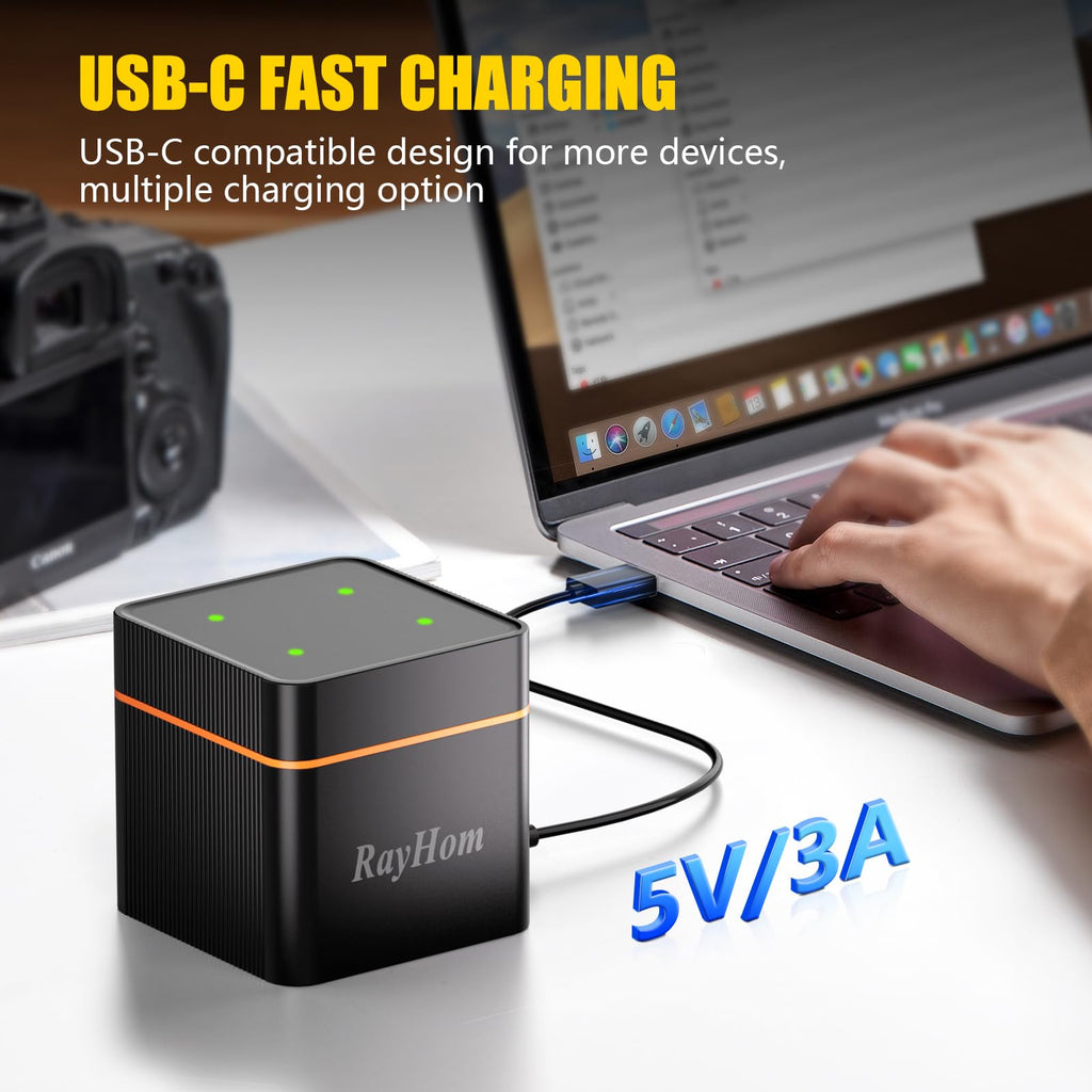 4 Pack 10000mAh Rechargeable D NiMH Batteries with 4 Slot Charger W553