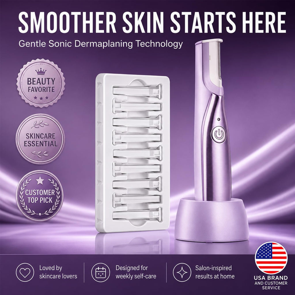 Sonic Dermaplaning Tool with LED Light, Rechargeable Facial Hair Remover N137493