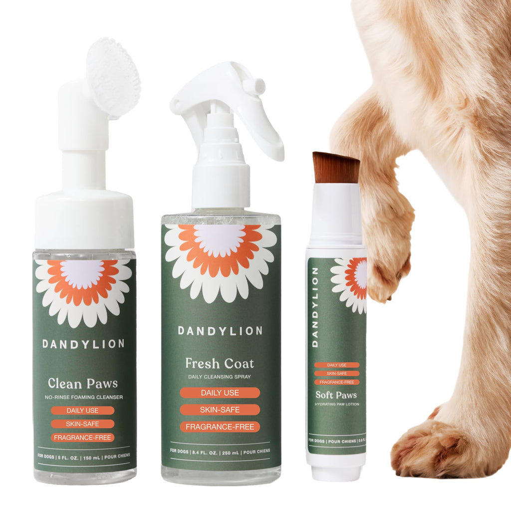 No-Rinse Dog Paw Cleaner + Paw Lotion with Brush + Waterless Dog Shampoo Spray D27140