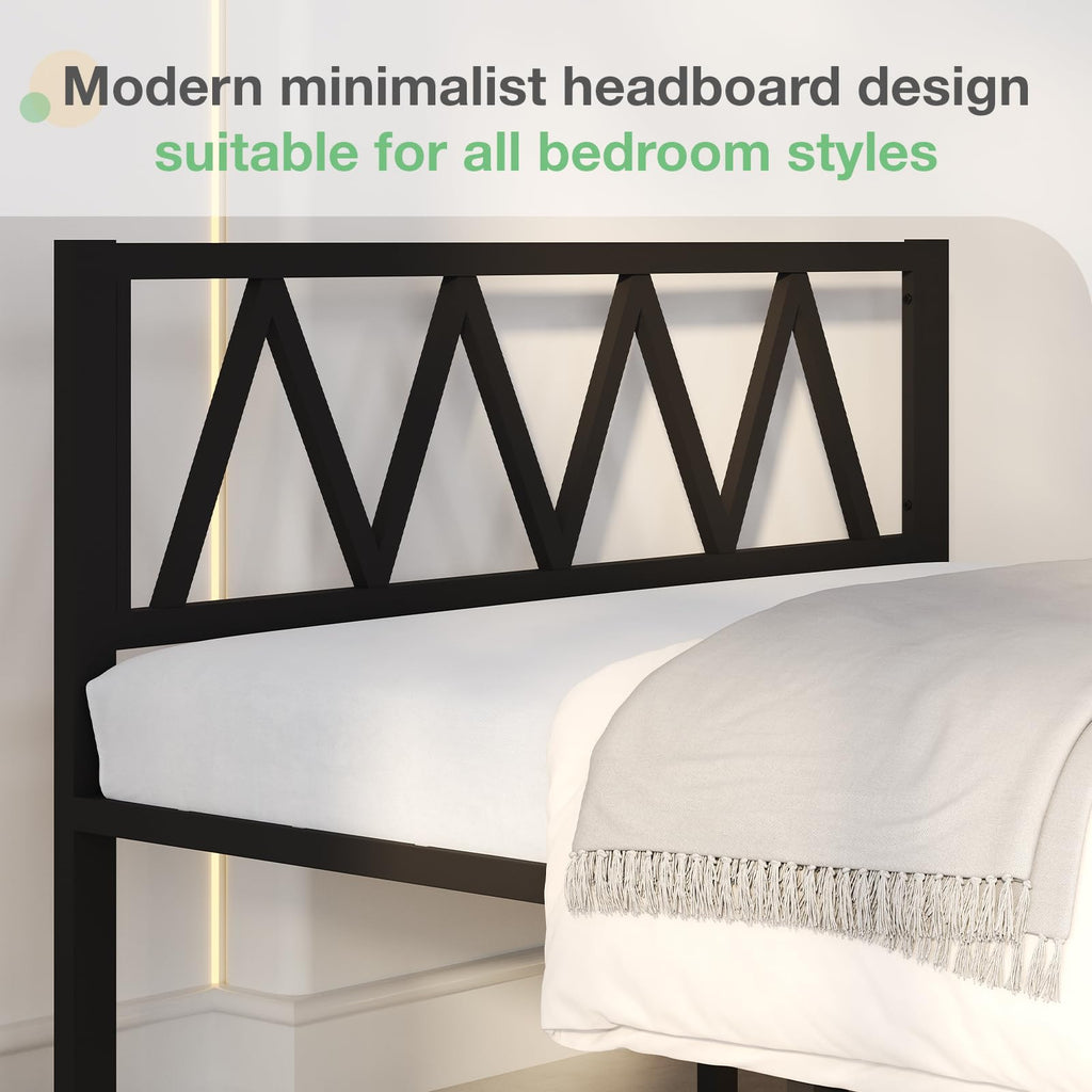18 Inch Queen Size Metal Platform Bed Frame with Headboard N115