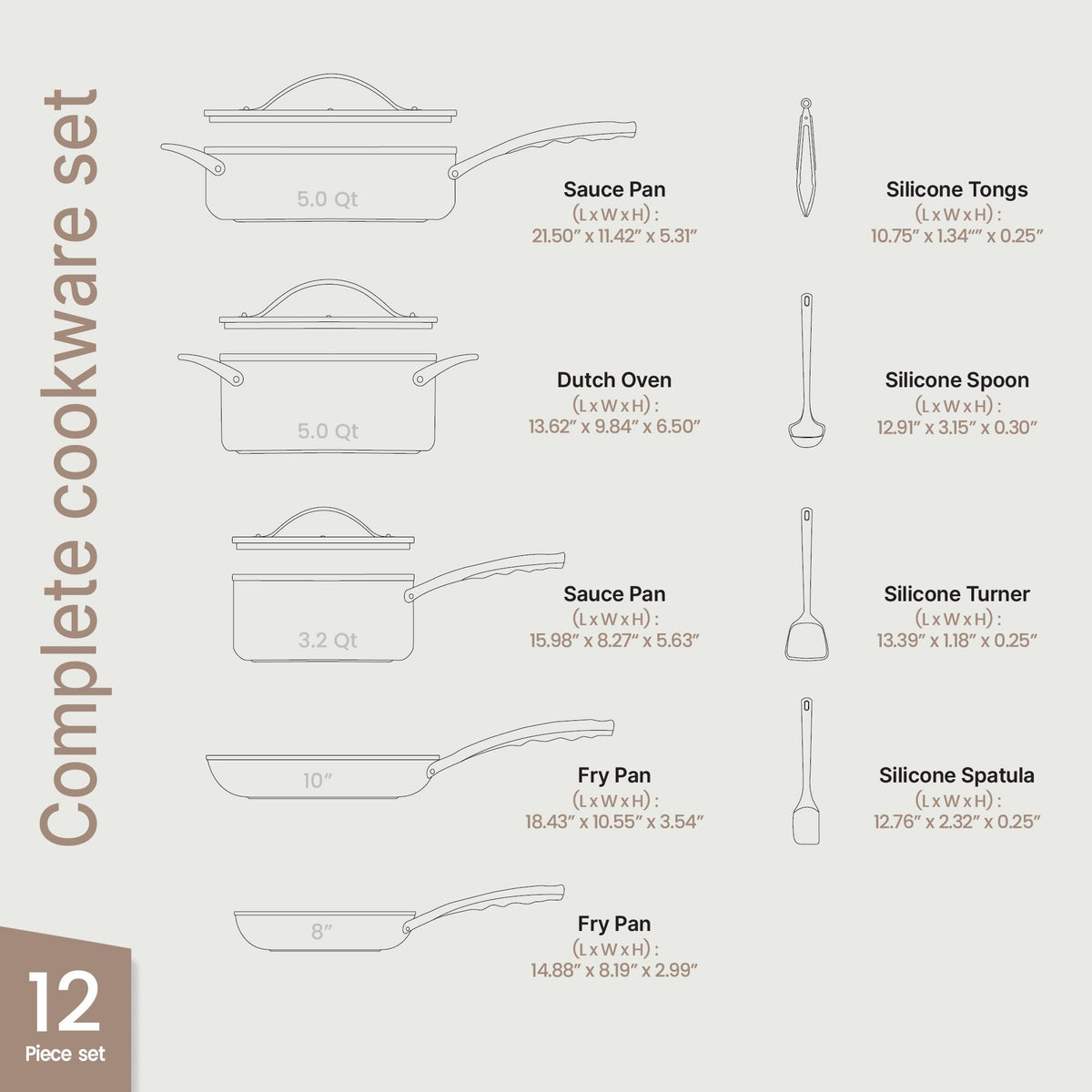 12-Piece Nonstick Ceramic Cookware Set P877