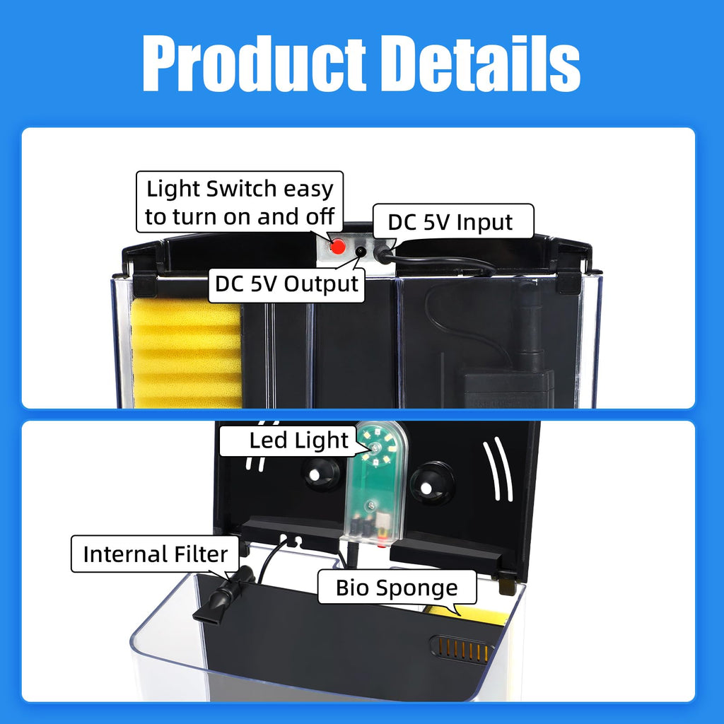 1.2 Gallon Aquarium Starter Kit with LED Light and Water Filter Pump H682