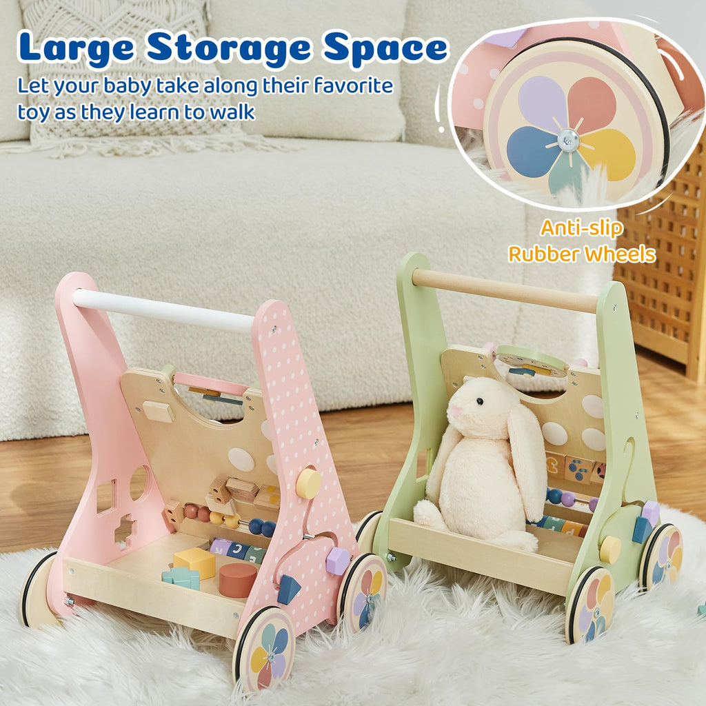 Pink Wooden Baby Walker X436461