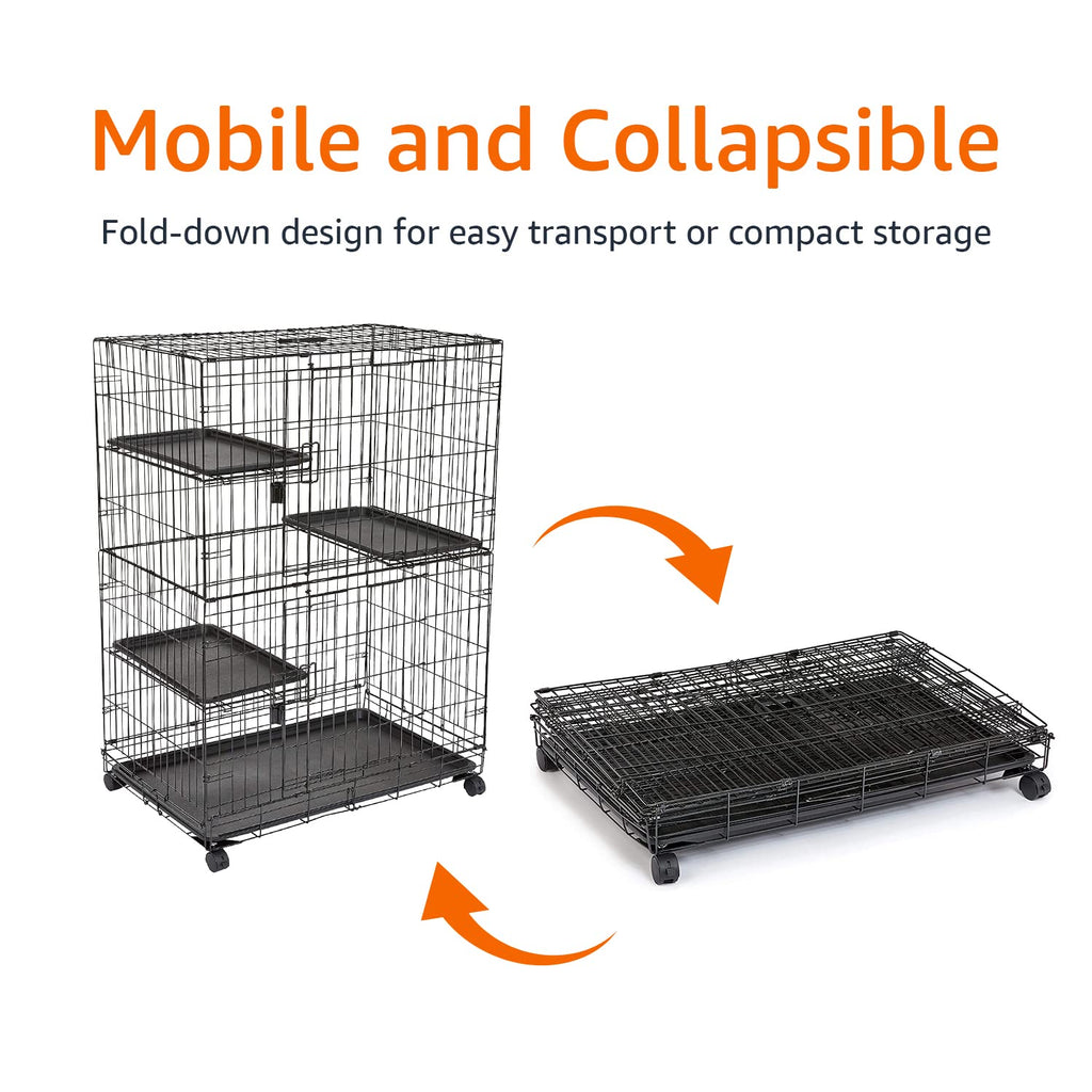 Large 3-Tier Cat Cage Playpen with Removable Tray, Black P148
