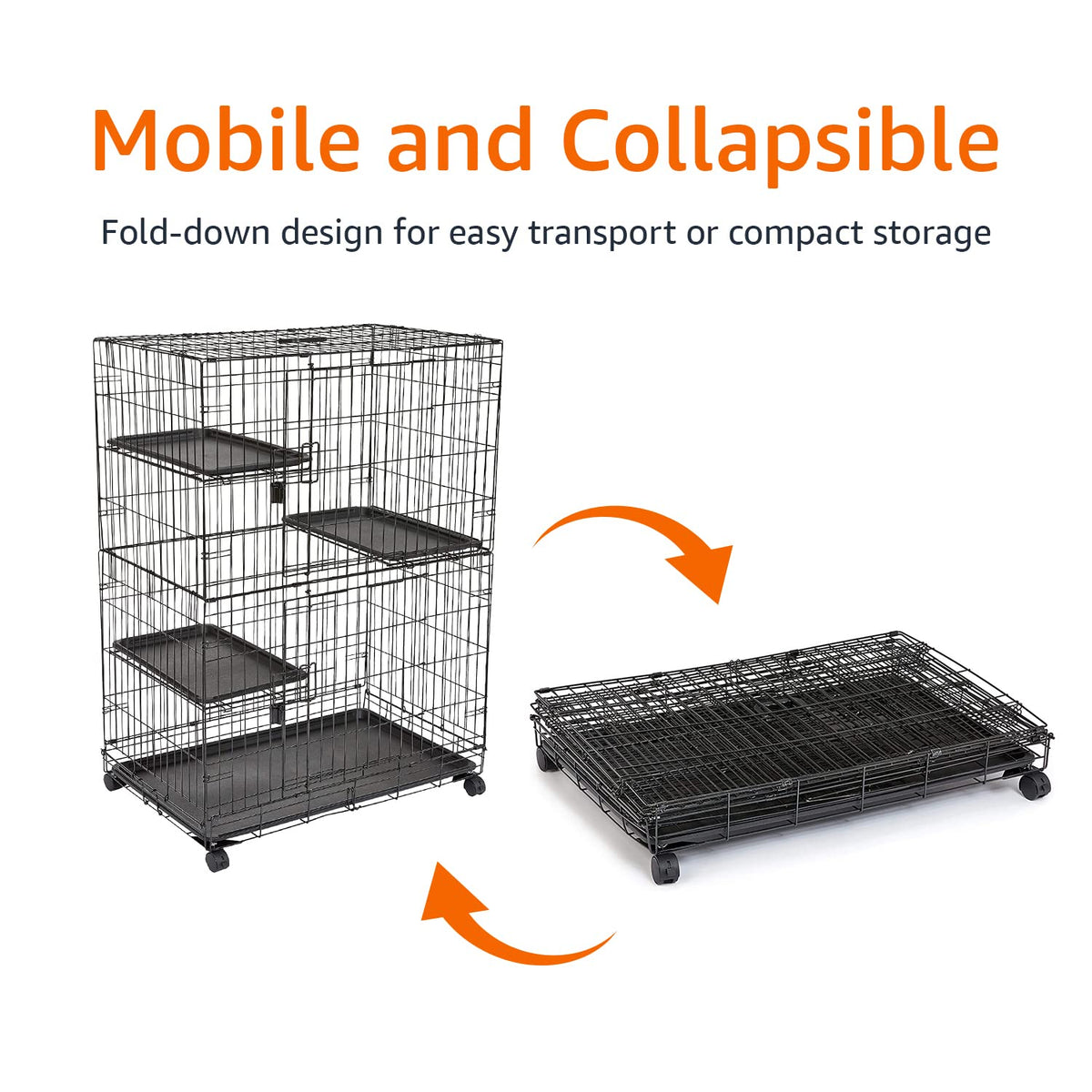 Large 3-Tier Cat Cage Playpen with Removable Tray, Black P148