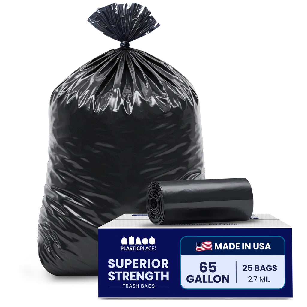 65 Gallon Black Heavy Duty Trash Bags 25 Count N251