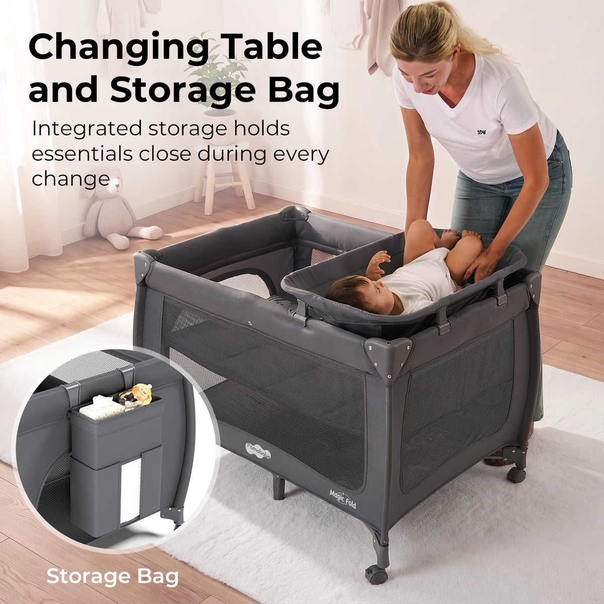 Portable Baby Playpen with Bassinet O79463