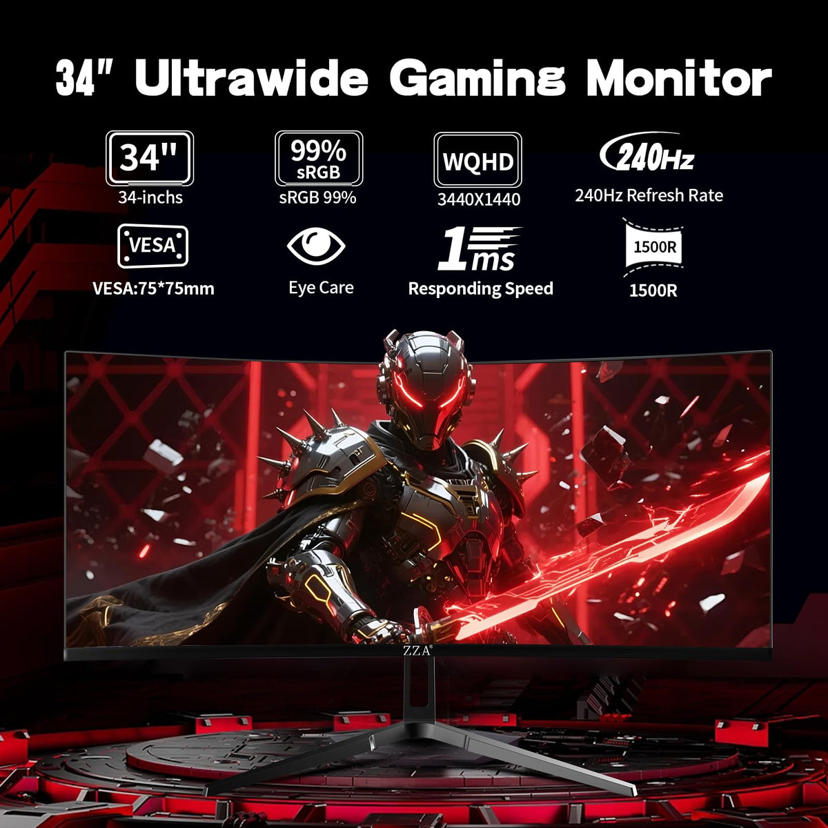 34 Inch Curved Ultrawide Gaming Monitor 240Hz WQHD N10834