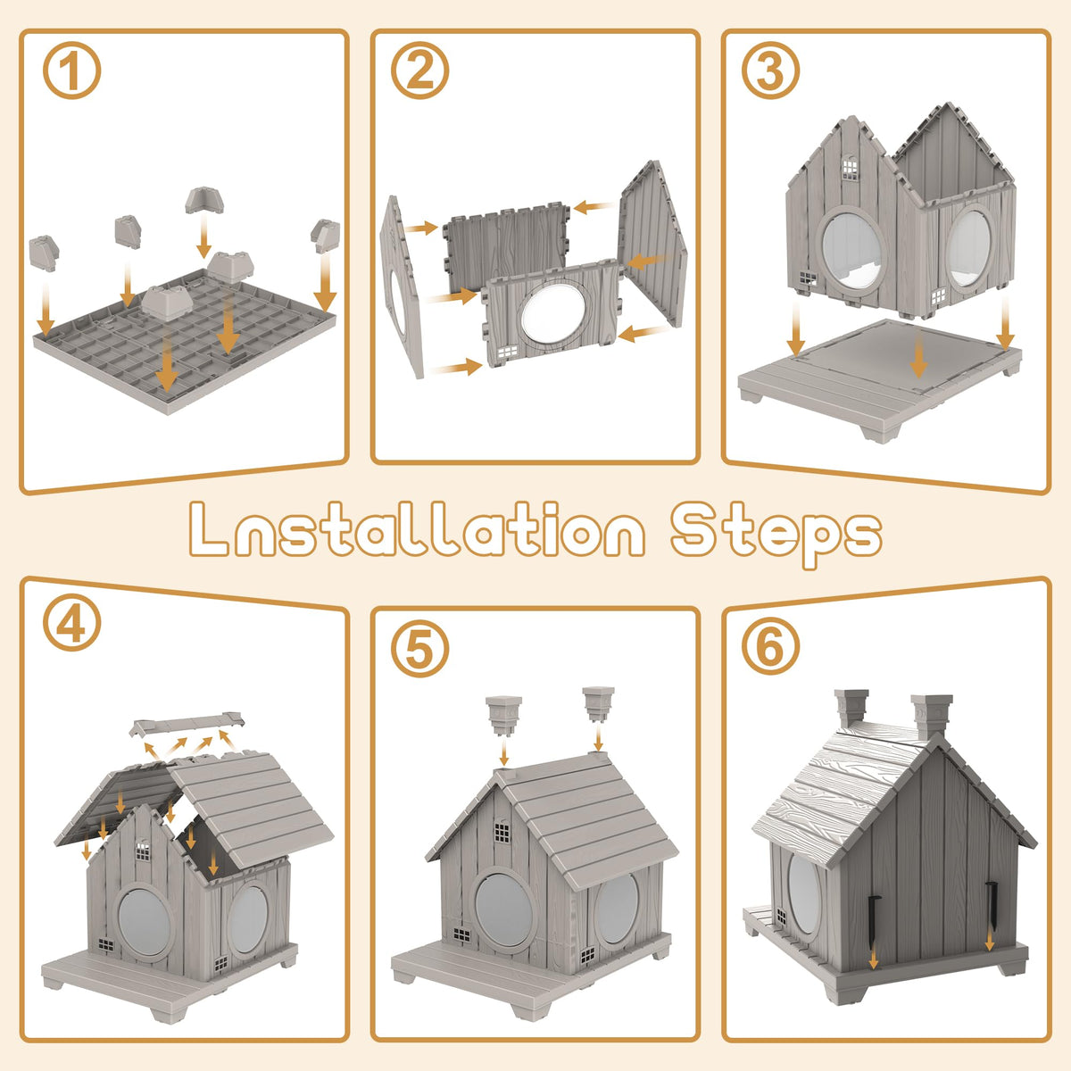 Weatherproof 1-Story Resin Cat House D3276